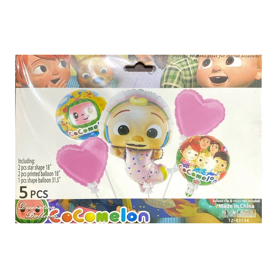 CoCoMelon Theme Foil Balloon 5pcs Set