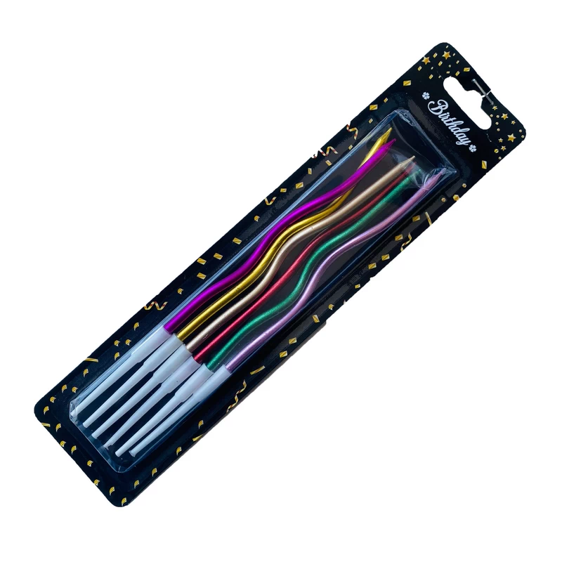 Spiral Candle 6pcs - Metallic Multi