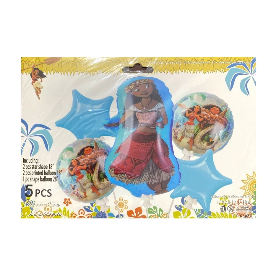 Moana Theme Foil Balloon 5pcs Set