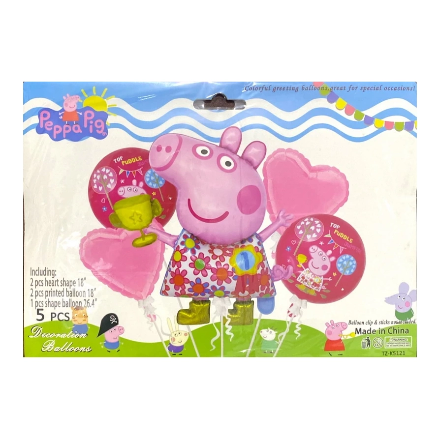 Pepaa Pig Theme Foil Balloon 5pcs Set