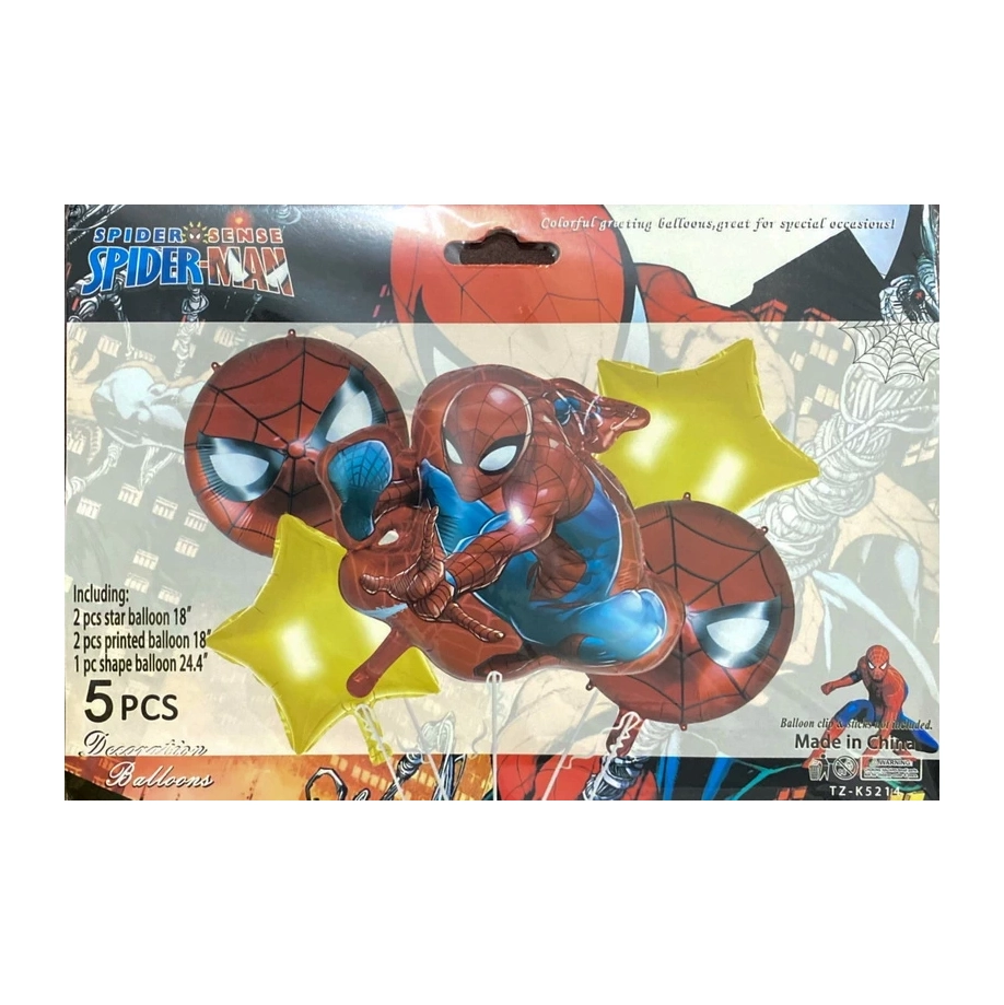 Spider Man Theme Foil Balloon 5pcs Set