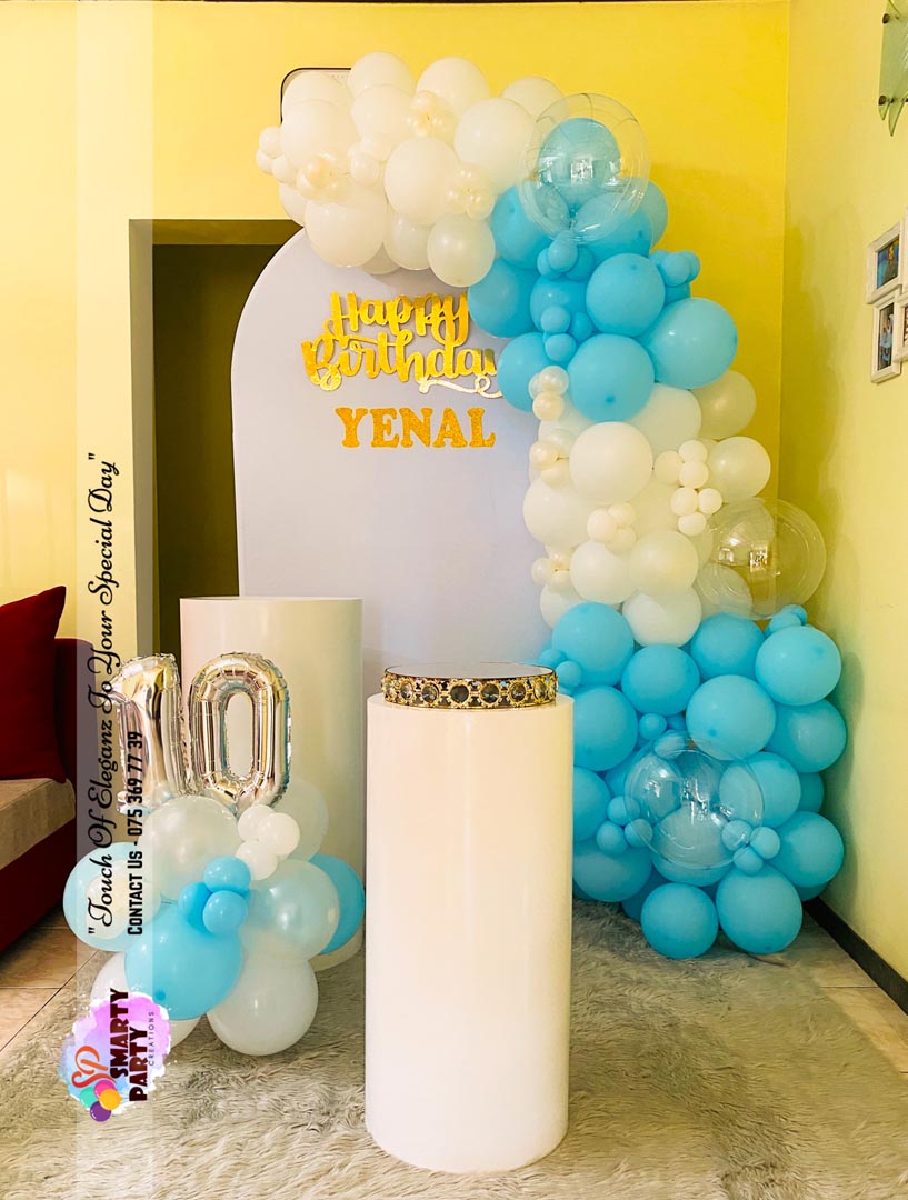 Blue White Bobo Balloons 10th Birthday Laser cut