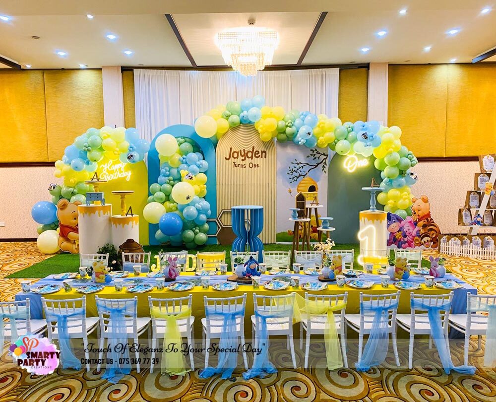Pooh Theme 1st Birthday Boy Blue Green Yellow Kids Tiffany Chair
