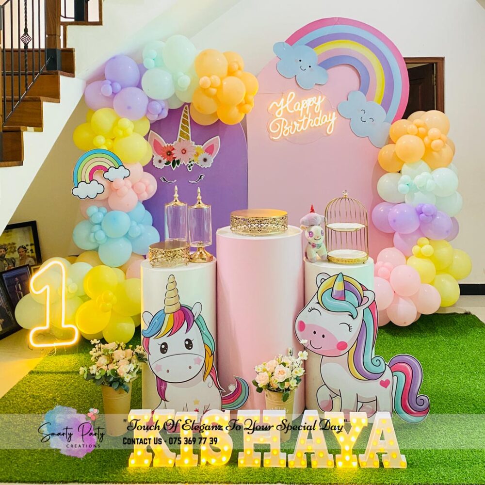 Unicorn Theme Arc 1st Birthday Rainbow