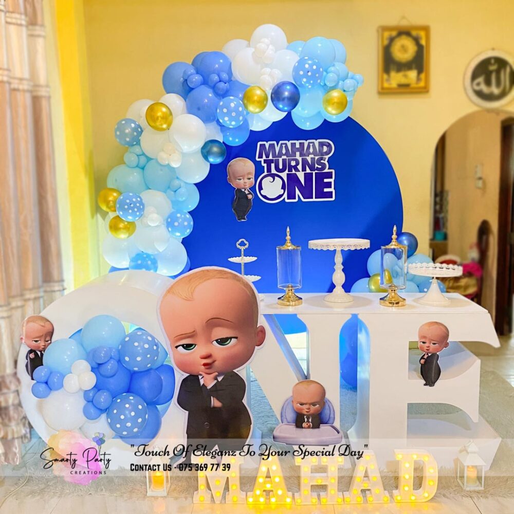 Boss Baby Theme with One Table Flex Printed Backdrop 9 Inch LED