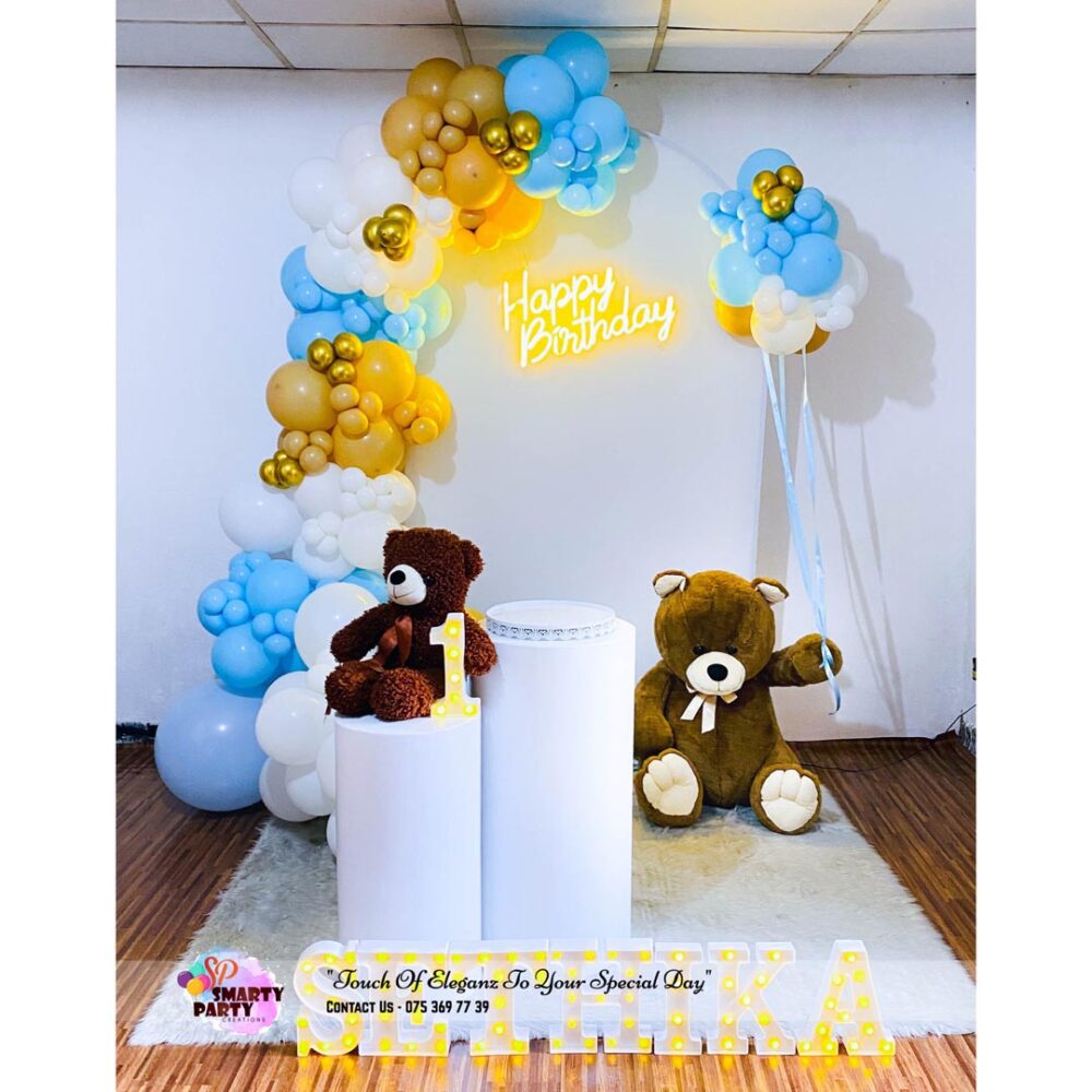 Teddy Bear Theme 1st Birthday 9 inch LED
