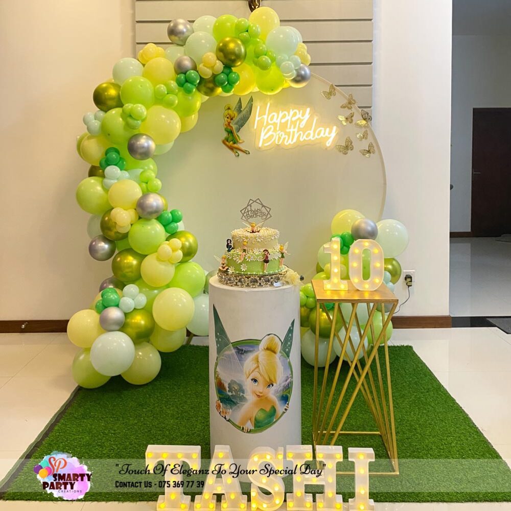 Fairy Theme Tinker Bell 1st birthday Green Yellow White 10th Birthday