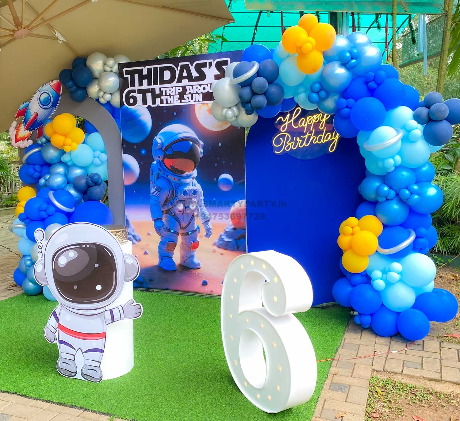 Astronaut Theme 6th Birthday Flex Print