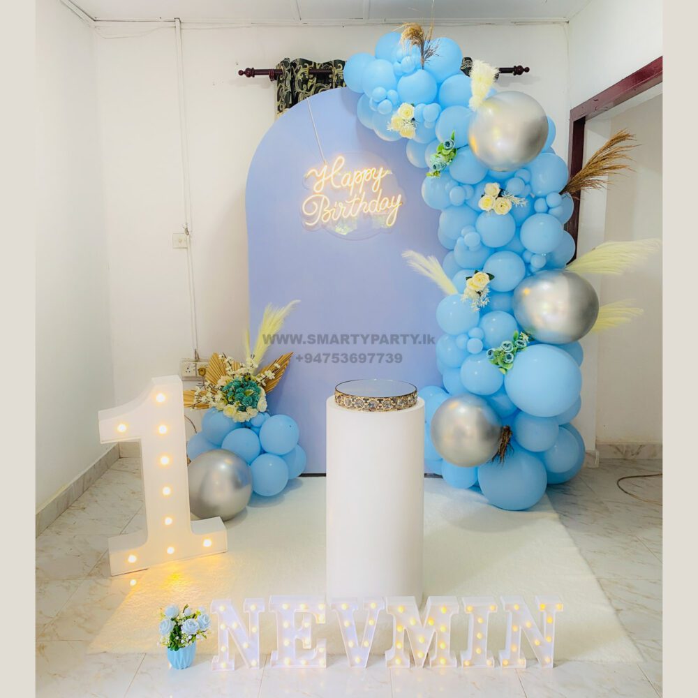 1st Birthday Decor with Flower and Pampas leaves