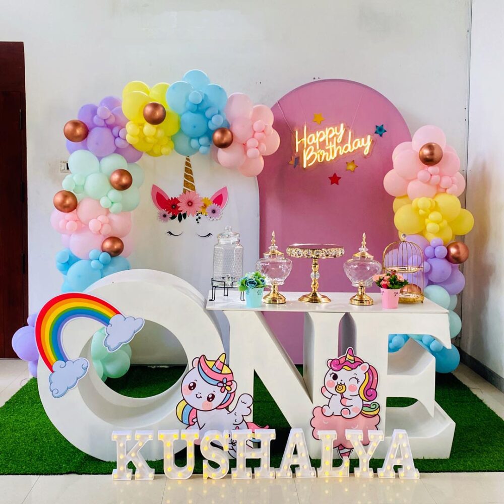 Unicorn Theme One Table 1st Birthday Arch