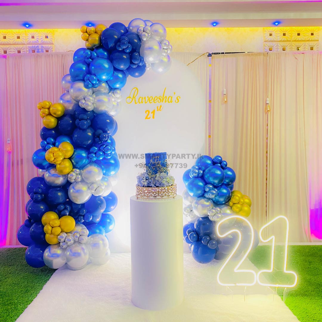 Silver Blue 21st Birthday Name cut