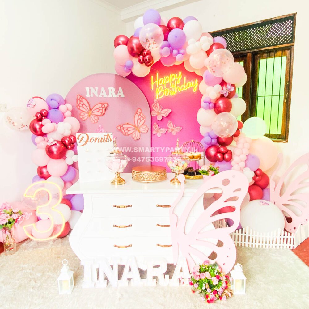 Butterfly Theme 3rd Birthday vintage table