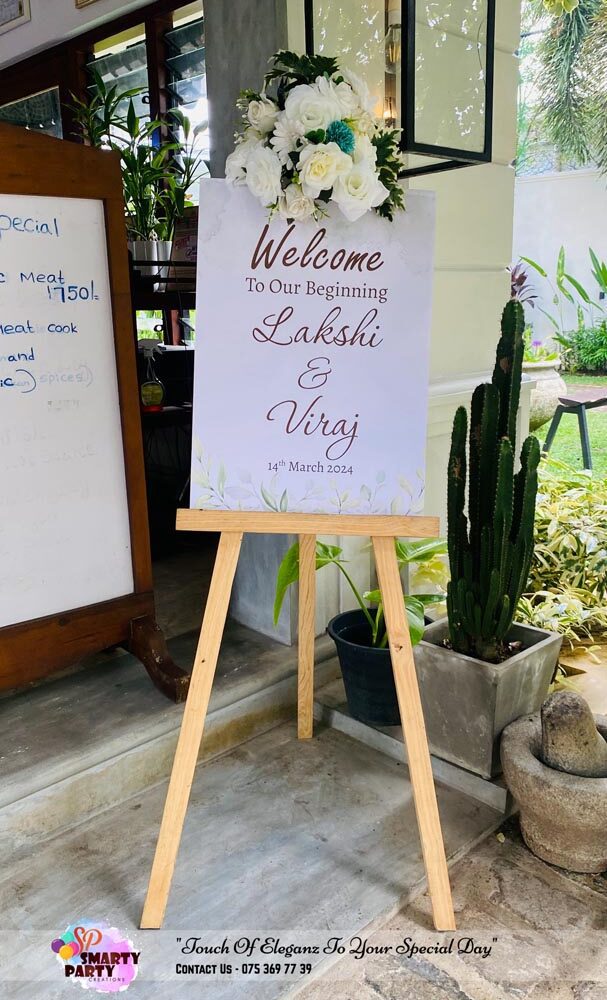 Engagement Welcome Board White Flower