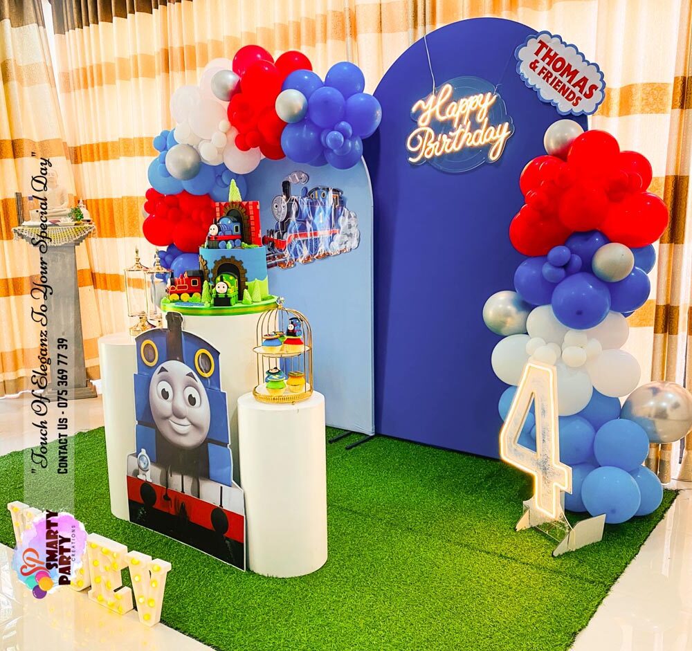 Thomas & friends Theme 4th Birthday Boy Neon Number