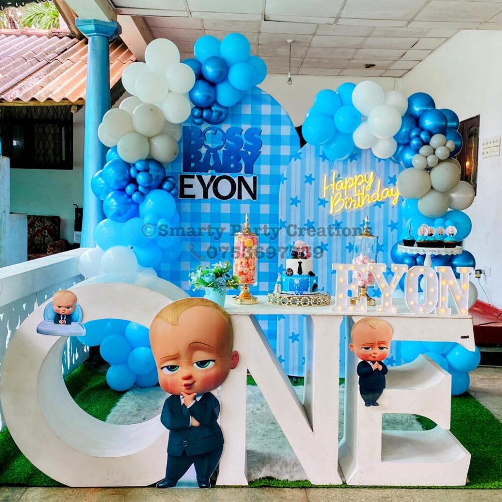 Boss Baby Theme with One Table Flex Printed Backdrop