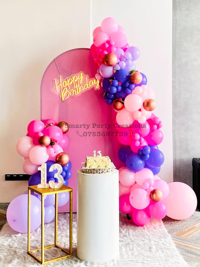 Pink Blue Purple Balloon 13th Birthday