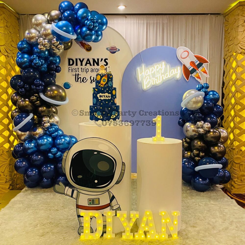 Astronaut Theme 1St Birthday Chrome Balloons