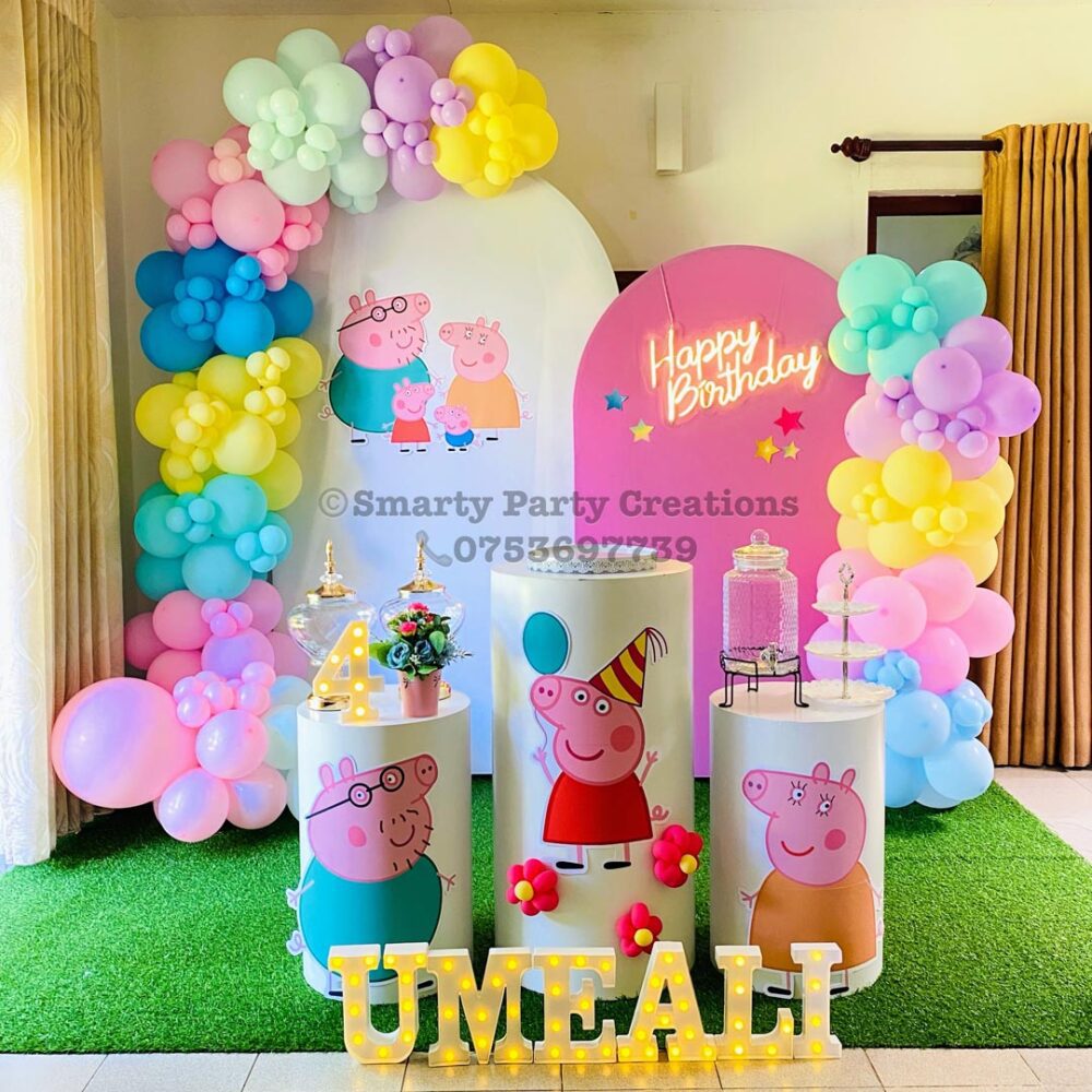 Pepaa Pig Theme Girl 4th Birthday 9 inch LED