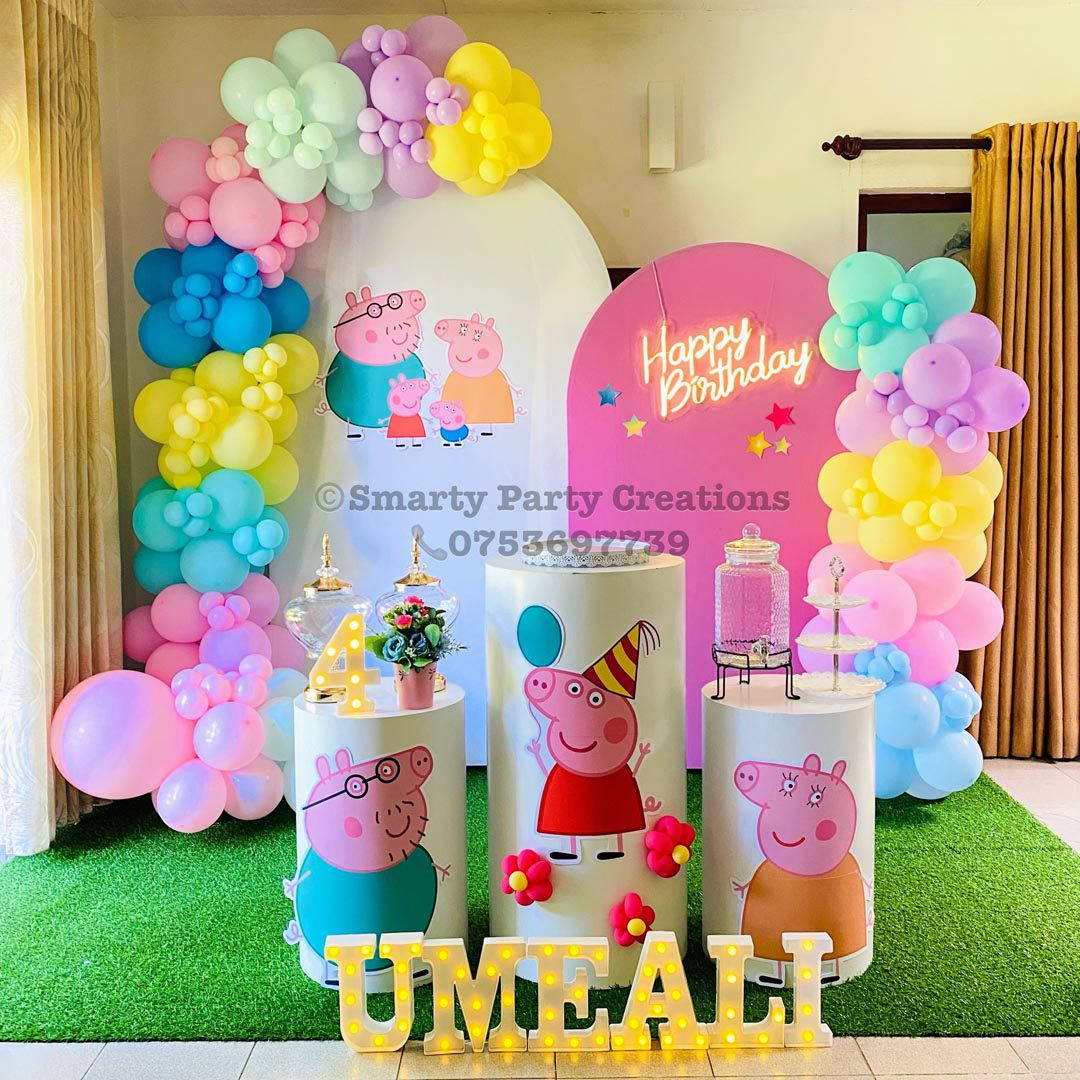 Pepaa Pig Theme Girl 4th Birthday 9 inch LED